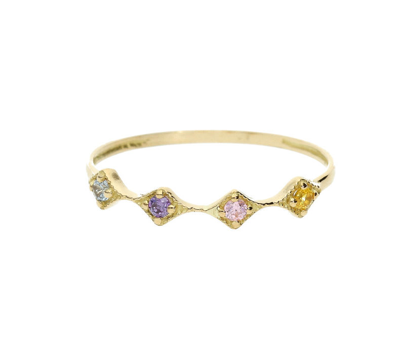 Anillo Oro con Zirconitas de color