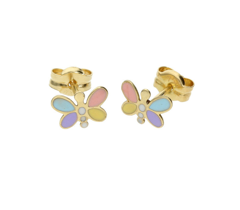 Pendiente Oro y Esmalte Mariposa