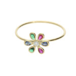 Anillo Oro y Zirconitas de Color Multicolor